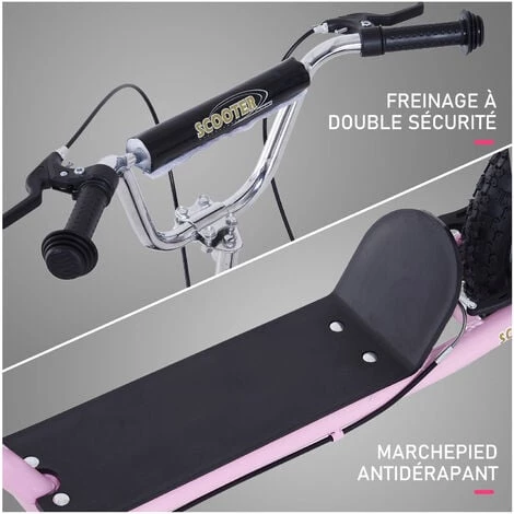 HOMCOM Trottinette Patinette Freestyle Grandes Roues Pneumatiques Ø 41 Cm Avec Pegs Rose 7 HOMCOM Trottinette Patinette Freestyle Grandes Roues Pneumatiques Ø 41 Cm Avec Pegs Rose – Image 5