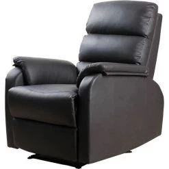 HOMCOM Fauteuil De Relaxation Inclinable Avec Repose-pied Ajustable Revêtement Synthétique Brun Foncé