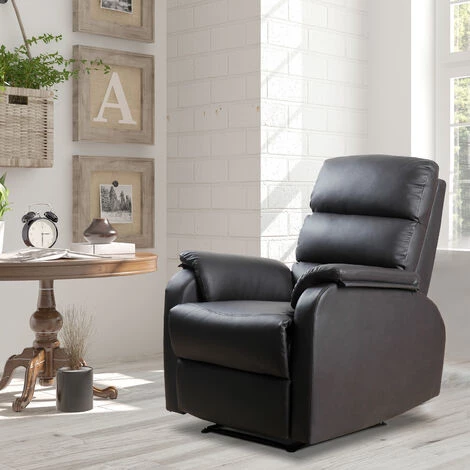 HOMCOM Fauteuil De Relaxation Inclinable Avec Repose-pied Ajustable Revêtement Synthétique Brun Foncé 4 HOMCOM Fauteuil De Relaxation Inclinable Avec Repose-pied Ajustable Revêtement Synthétique Brun Foncé – Image 2