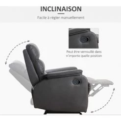 HOMCOM Fauteuil De Relaxation Inclinable Avec Repose-pied Ajustable Revêtement Synthétique Brun Foncé 10 HOMCOM Fauteuil De Relaxation Inclinable Avec Repose-pied Ajustable Revêtement Synthétique Brun Foncé -France HOMCOM Soldes 2022 43542578 4