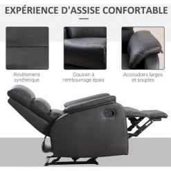 HOMCOM Fauteuil De Relaxation Inclinable Avec Repose-pied Ajustable Revêtement Synthétique Brun Foncé 11 HOMCOM Fauteuil De Relaxation Inclinable Avec Repose-pied Ajustable Revêtement Synthétique Brun Foncé -France HOMCOM Soldes 2022 43542578 5