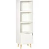 HOMCOM Meuble De Rangement Colonne Design Scandinave - 3 Niches, Placard Porte - Piètement Effilé Incliné Bois Pin Panneaux Particules Blanc -France HOMCOM Soldes 2022 43542599 1