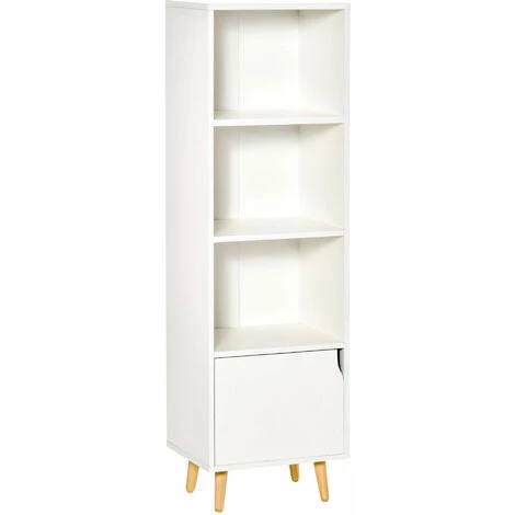 HOMCOM Meuble De Rangement Colonne Design Scandinave - 3 Niches, Placard Porte - Piètement Effilé Incliné Bois Pin Panneaux Particules Blanc 3 HOMCOM Meuble De Rangement Colonne Design Scandinave - 3 Niches, Placard Porte - Piètement Effilé Incliné Bois Pin Panneaux Particules Blanc