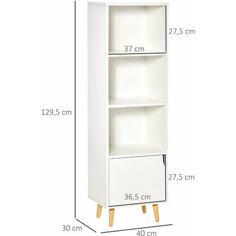 HOMCOM Meuble De Rangement Colonne Design Scandinave - 3 Niches, Placard Porte - Piètement Effilé Incliné Bois Pin Panneaux Particules Blanc 5 HOMCOM Meuble De Rangement Colonne Design Scandinave - 3 Niches, Placard Porte - Piètement Effilé Incliné Bois Pin Panneaux Particules Blanc – Image 3