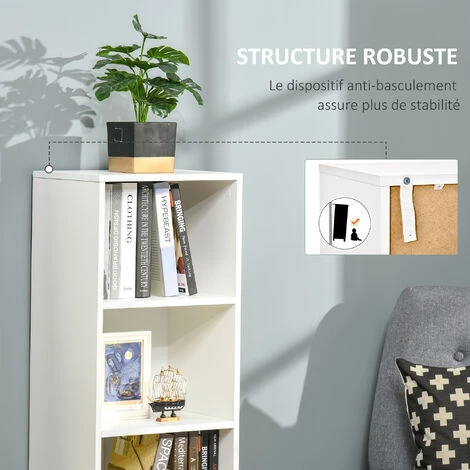 HOMCOM Meuble De Rangement Colonne Design Scandinave - 3 Niches, Placard Porte - Piètement Effilé Incliné Bois Pin Panneaux Particules Blanc 7 HOMCOM Meuble De Rangement Colonne Design Scandinave - 3 Niches, Placard Porte - Piètement Effilé Incliné Bois Pin Panneaux Particules Blanc – Image 5