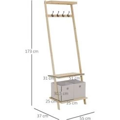 HOMCOM Vestiaire D'entrée Porte-manteau 4 Patères Double 2 Paniers Polyester Gris Clair 2 étagères Bois De Sapin 9 HOMCOM Vestiaire D'entrée Porte-manteau 4 Patères Double 2 Paniers Polyester Gris Clair 2 étagères Bois De Sapin -France HOMCOM Soldes 2022 43542646 3