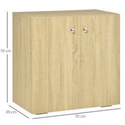 HOMCOM Buffet Meuble De Rangement Placard 2 Portes Avec étagère Poignées Boutons Métal Chromé Panneaux Particules Aspect Chêne Clair - Beige 9 HOMCOM Buffet Meuble De Rangement Placard 2 Portes Avec étagère Poignées Boutons Métal Chromé Panneaux Particules Aspect Chêne Clair - Beige -France HOMCOM Soldes 2022 43542658 3