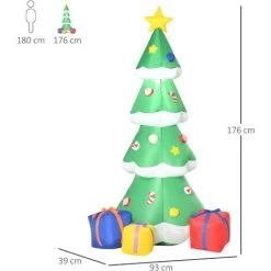 HOMCOM Décoration Gonflable LED De Noël 1,76H M - Sapin De Noël Enneigé Décoré Avec Cadeaux - Polyester Imperméable Vert Blanc - Vert 9 HOMCOM Décoration Gonflable LED De Noël 1,76H M - Sapin De Noël Enneigé Décoré Avec Cadeaux - Polyester Imperméable Vert Blanc - Vert -France HOMCOM Soldes 2022 43542704 3