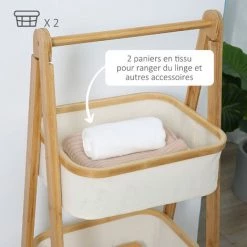 HOMCOM Etagère En Bambou De Salle De Bain, étagère Pliable - 2 Paniers - Bambou Polyester Beige - Beige 10 HOMCOM Etagère En Bambou De Salle De Bain, étagère Pliable - 2 Paniers - Bambou Polyester Beige - Beige -France HOMCOM Soldes 2022 43542788 4