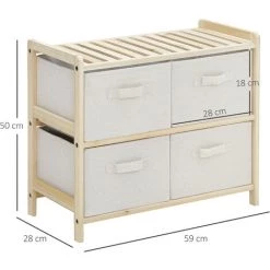 HOMCOM Commode 4 Tiroirs Tissu Polyester Beige Dim. 59L X 28l X 50H Cm Bois Sapin 9 HOMCOM Commode 4 Tiroirs Tissu Polyester Beige Dim. 59L X 28l X 50H Cm Bois Sapin -France HOMCOM Soldes 2022 43542797 3