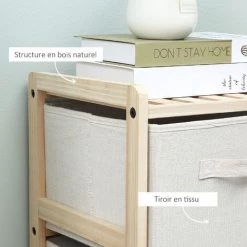 HOMCOM Commode 4 Tiroirs Tissu Polyester Beige Dim. 59L X 28l X 50H Cm Bois Sapin 11 HOMCOM Commode 4 Tiroirs Tissu Polyester Beige Dim. 59L X 28l X 50H Cm Bois Sapin -France HOMCOM Soldes 2022 43542797 5