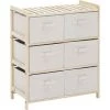 HOMCOM Commode 6 Tiroirs Tissu Polyester Beige Dim. 59L X 28l X 70H Cm Bois Sapin - Beige