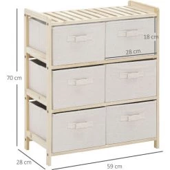 HOMCOM Commode 6 Tiroirs Tissu Polyester Beige Dim. 59L X 28l X 70H Cm Bois Sapin - Beige 9 HOMCOM Commode 6 Tiroirs Tissu Polyester Beige Dim. 59L X 28l X 70H Cm Bois Sapin - Beige -France HOMCOM Soldes 2022 43542811 3