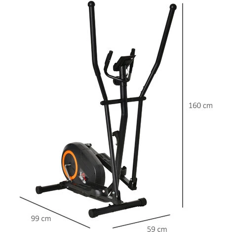 HOMCOM Vélo Elliptique Vertical écran LCD Multifonction Capteur Fréquence Cardiaque Roulettes Déplacement Résistance Réglable Acier ABS Orange Noir 5 HOMCOM Vélo Elliptique Vertical écran LCD Multifonction Capteur Fréquence Cardiaque Roulettes Déplacement Résistance Réglable Acier ABS Orange Noir – Image 3