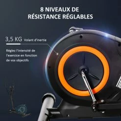 HOMCOM Vélo Elliptique Vertical écran LCD Multifonction Capteur Fréquence Cardiaque Roulettes Déplacement Résistance Réglable Acier ABS Orange Noir 11 HOMCOM Vélo Elliptique Vertical écran LCD Multifonction Capteur Fréquence Cardiaque Roulettes Déplacement Résistance Réglable Acier ABS Orange Noir -France HOMCOM Soldes 2022 43542859 5