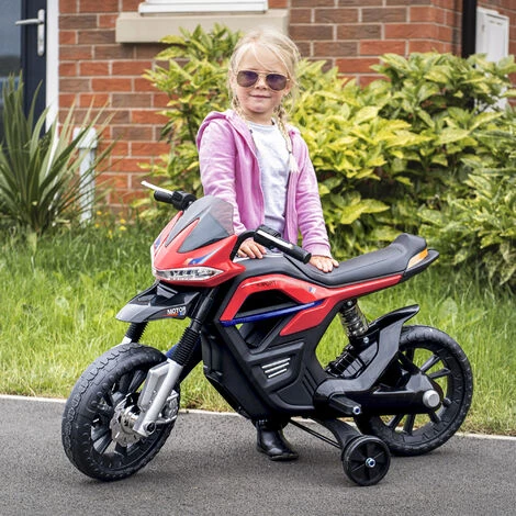 HOMCOM Moto électrique Pour Enfants 25 W 6 V 3 Km/h Effets Lumineux Et Sonores Roulettes Amovibles Rouge - Rouge 4 HOMCOM Moto électrique Pour Enfants 25 W 6 V 3 Km/h Effets Lumineux Et Sonores Roulettes Amovibles Rouge - Rouge â Image 2