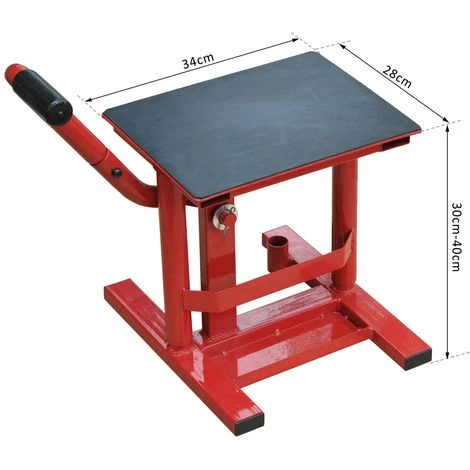 HOMCOM Lève Moto Béquille D'atelier Stand Moto Tout-terrain Moto Cross Supermotard Hauteur Réglable Rouge Et Noir - Rouge 5 HOMCOM Lève Moto Béquille D'atelier Stand Moto Tout-terrain Moto Cross Supermotard Hauteur Réglable Rouge Et Noir - Rouge – Image 3