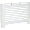 HOMCOM Cache-radiateur Design à Lattes Panneau Cabinet Dim. 112L X 19l X 81H Cm MDF Blanc - Blanc