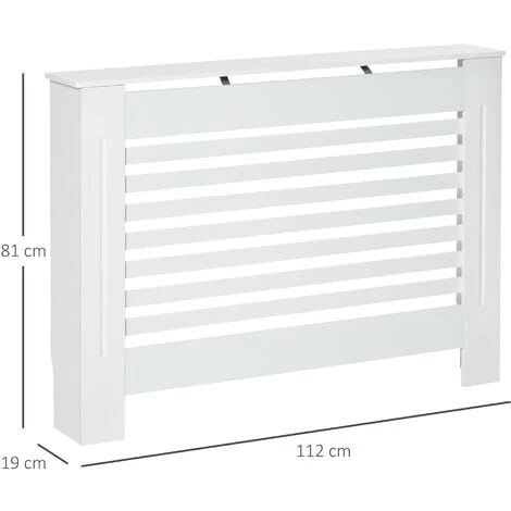 HOMCOM Cache-radiateur Design à Lattes Panneau Cabinet Dim. 112L X 19l X 81H Cm MDF Blanc - Blanc 5 HOMCOM Cache-radiateur Design à Lattes Panneau Cabinet Dim. 112L X 19l X 81H Cm MDF Blanc - Blanc – Image 3