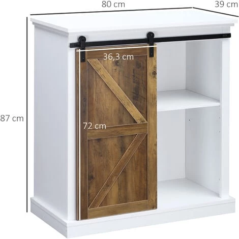 HOMCOM Buffet Bahut Vaisselier étagère Porte à Galandage Métal Noir MDF Aspect Bois Veinage Et Blanc 5 HOMCOM Buffet Bahut Vaisselier étagère Porte à Galandage Métal Noir MDF Aspect Bois Veinage Et Blanc – Image 3