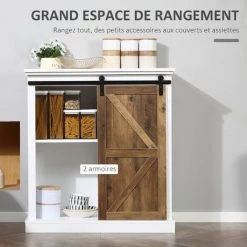 HOMCOM Buffet Bahut Vaisselier étagère Porte à Galandage Métal Noir MDF Aspect Bois Veinage Et Blanc 10 HOMCOM Buffet Bahut Vaisselier étagère Porte à Galandage Métal Noir MDF Aspect Bois Veinage Et Blanc -France HOMCOM Soldes 2022 44066219 4
