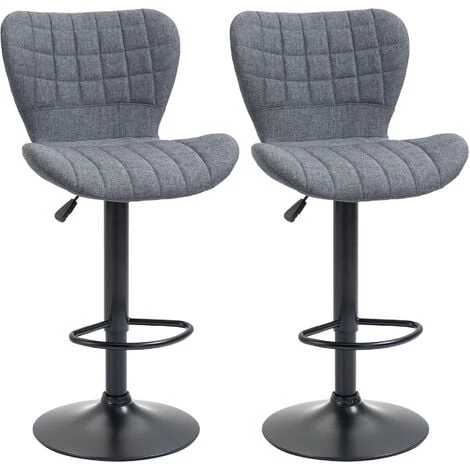 HOMCOM Lot De 2 Tabourets De Bar Design Dossier Incurvé Capitonné Hauteur D'assise Réglable 61-81 Cm Pivotant 360° Repose-pied Velours Gris - Gris 3 HOMCOM Lot De 2 Tabourets De Bar Design Dossier Incurvé Capitonné Hauteur D'assise Réglable 61-81 Cm Pivotant 360° Repose-pied Velours Gris - Gris