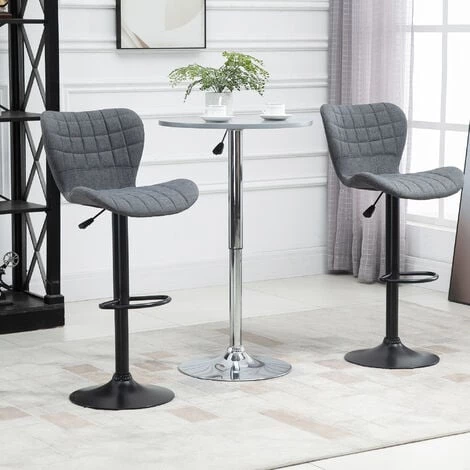 HOMCOM Lot De 2 Tabourets De Bar Design Dossier Incurvé Capitonné Hauteur D'assise Réglable 61-81 Cm Pivotant 360° Repose-pied Velours Gris - Gris 4 HOMCOM Lot De 2 Tabourets De Bar Design Dossier Incurvé Capitonné Hauteur D'assise Réglable 61-81 Cm Pivotant 360° Repose-pied Velours Gris - Gris – Image 2