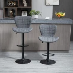 HOMCOM Lot De 2 Tabourets De Bar Design Dossier Incurvé Capitonné Hauteur D'assise Réglable 61-81 Cm Pivotant 360° Repose-pied Velours Gris - Gris 10 HOMCOM Lot De 2 Tabourets De Bar Design Dossier Incurvé Capitonné Hauteur D'assise Réglable 61-81 Cm Pivotant 360° Repose-pied Velours Gris - Gris -France HOMCOM Soldes 2022 44066228 4