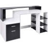 HOMCOM Bureau Informatique Multimédia Design Multi-rangements 137 L X 55 L X 92 H Cm Noir Et Blanc - Blanc -France HOMCOM Soldes 2022 4435120 1