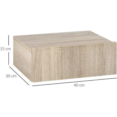 HOMCOM Lot De 2 Tables De Chevet Murales - Lot De 2 Tables De Nuit - Tiroir Coulissant, Plateau - Panneaux Particules Aspect Chêne Clair 5 HOMCOM Lot De 2 Tables De Chevet Murales - Lot De 2 Tables De Nuit - Tiroir Coulissant, Plateau - Panneaux Particules Aspect Chêne Clair – Image 3