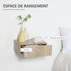 HOMCOM Lot De 2 Tables De Chevet Murales - Lot De 2 Tables De Nuit - Tiroir Coulissant, Plateau - Panneaux Particules Aspect Chêne Clair 11 HOMCOM Lot De 2 Tables De Chevet Murales - Lot De 2 Tables De Nuit - Tiroir Coulissant, Plateau - Panneaux Particules Aspect Chêne Clair -France HOMCOM Soldes 2022 44807668 5
