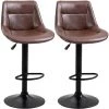HOMCOM Lot De 2 Tabourets De Bar Vintage Réglable Pivotant Avec Repose-pied Revêtement Synthétique Marron Effet Vieilli - Marron -France HOMCOM Soldes 2022 44807720 1