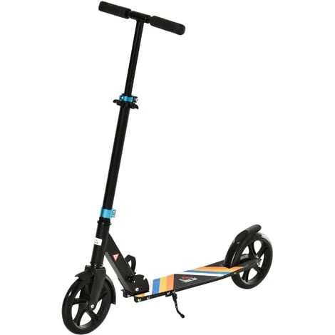 HOMCOM Trottinette Pliable Adulte Enfant Dès 14 Ans Béquille Frein à Friction Arrière Hauteur Guidon Réglable 4 Niv. Alu. Métal Noir Multicolore 3 HOMCOM Trottinette Pliable Adulte Enfant Dès 14 Ans Béquille Frein à Friction Arrière Hauteur Guidon Réglable 4 Niv. Alu. Métal Noir Multicolore