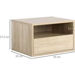HOMCOM Lot De 2 Tables De Chevet Murales - Lot De 2 Tables De Nuit - Tiroir Coulissant, Niche, Plateau - Panneaux Particules Aspect Chêne Clair - Beige 9 HOMCOM Lot De 2 Tables De Chevet Murales - Lot De 2 Tables De Nuit - Tiroir Coulissant, Niche, Plateau - Panneaux Particules Aspect Chêne Clair - Beige -France HOMCOM Soldes 2022 45628417 3