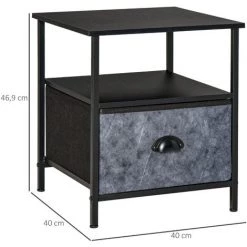 HOMCOM Chevet - Table De Nuit - étagère, Tiroir Non Tissé Façade Aspect Marbre Gris Foncé - Poignée Coquille Métal - Châssis Acier, Plateau Aspect Bois Noir 9 HOMCOM Chevet - Table De Nuit - étagère, Tiroir Non Tissé Façade Aspect Marbre Gris Foncé - Poignée Coquille Métal - Châssis Acier, Plateau Aspect Bois Noir -France HOMCOM Soldes 2022 45628485 3