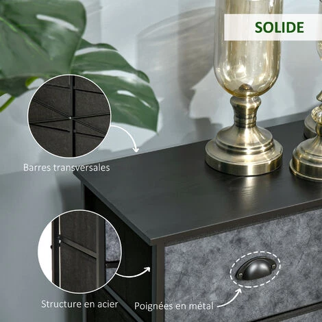 HOMCOM Commode 6 Tiroirs Non Tissés Façades Aspect Marbre Gris Foncé Poignées Coquilles Métal Châssis Acier Plateau Aspect Bois Noir 7 HOMCOM Commode 6 Tiroirs Non Tissés Façades Aspect Marbre Gris Foncé Poignées Coquilles Métal Châssis Acier Plateau Aspect Bois Noir â Image 5