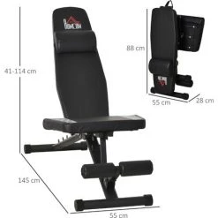 HOMCOM Banc De Musculation Pliable - Dossier Réglable 6 Niv. Assise 3 Niv. - Rembourrage épais, Tétière Amovible - Acier Noir Synthétique Effet Fibre Carbone - Noir 9 HOMCOM Banc De Musculation Pliable - Dossier Réglable 6 Niv. Assise 3 Niv. - Rembourrage épais, Tétière Amovible - Acier Noir Synthétique Effet Fibre Carbone - Noir -France HOMCOM Soldes 2022 45628573 3