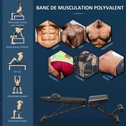 HOMCOM Banc De Musculation Pliable - Dossier Réglable 6 Niv. Assise 3 Niv. - Rembourrage épais, Tétière Amovible - Acier Noir Synthétique Effet Fibre Carbone - Noir 10 HOMCOM Banc De Musculation Pliable - Dossier Réglable 6 Niv. Assise 3 Niv. - Rembourrage épais, Tétière Amovible - Acier Noir Synthétique Effet Fibre Carbone - Noir -France HOMCOM Soldes 2022 45628573 4