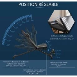 HOMCOM Banc De Musculation Pliable - Dossier Réglable 6 Niv. Assise 3 Niv. - Rembourrage épais, Tétière Amovible - Acier Noir Synthétique Effet Fibre Carbone - Noir 11 HOMCOM Banc De Musculation Pliable - Dossier Réglable 6 Niv. Assise 3 Niv. - Rembourrage épais, Tétière Amovible - Acier Noir Synthétique Effet Fibre Carbone - Noir -France HOMCOM Soldes 2022 45628573 5