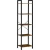 HOMCOM Étagère Bibliothèque Style Industriel H154 Cm 5 étagères Acier Noir Panneaux Particules Aspect Bois Vieilli - Marron