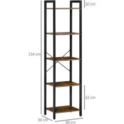 HOMCOM Étagère Bibliothèque Style Industriel H154 Cm 5 étagères Acier Noir Panneaux Particules Aspect Bois Vieilli - Marron 9 HOMCOM Étagère Bibliothèque Style Industriel H154 Cm 5 étagères Acier Noir Panneaux Particules Aspect Bois Vieilli - Marron -France HOMCOM Soldes 2022 45647504 3