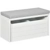 HOMCOM Banc De Rangement Avec Coussin Gris - Meuble à Chaussures - Banc à Chaussures Avec Grand Tiroir Double Compartiment - MDF Blanc - Blanc -France HOMCOM Soldes 2022 45650690 1