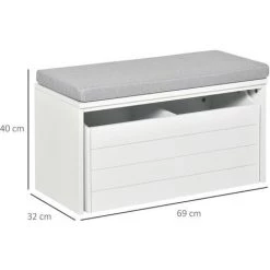 HOMCOM Banc De Rangement Avec Coussin Gris - Meuble à Chaussures - Banc à Chaussures Avec Grand Tiroir Double Compartiment - MDF Blanc - Blanc 9 HOMCOM Banc De Rangement Avec Coussin Gris - Meuble à Chaussures - Banc à Chaussures Avec Grand Tiroir Double Compartiment - MDF Blanc - Blanc -France HOMCOM Soldes 2022 45650690 3