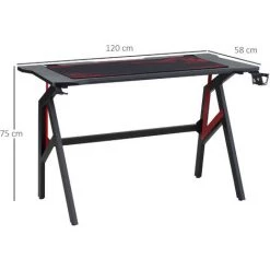 HOMCOM Bureau Gaming Bureau Gamer Bureau Informatique Bracket Casque Porte-gobelet Passe-câbles Tapis De Souris Inclus Métal MDF Texture Fibre Carbone Rouge Noir - Noir 9 HOMCOM Bureau Gaming Bureau Gamer Bureau Informatique Bracket Casque Porte-gobelet Passe-câbles Tapis De Souris Inclus Métal MDF Texture Fibre Carbone Rouge Noir - Noir -France HOMCOM Soldes 2022 45847736 3