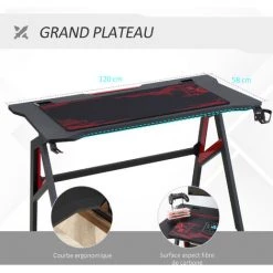 HOMCOM Bureau Gaming Bureau Gamer Bureau Informatique Bracket Casque Porte-gobelet Passe-câbles Tapis De Souris Inclus Métal MDF Texture Fibre Carbone Rouge Noir - Noir 11 HOMCOM Bureau Gaming Bureau Gamer Bureau Informatique Bracket Casque Porte-gobelet Passe-câbles Tapis De Souris Inclus Métal MDF Texture Fibre Carbone Rouge Noir - Noir -France HOMCOM Soldes 2022 45847736 5