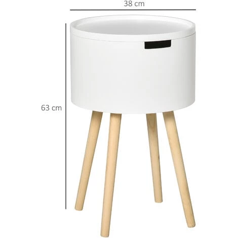 HOMCOM Table Basse D'appoint Avec Compartiment De Rangement - Bout De Canapé Design Scandinave - MDF Bois De Pin - Blanc - Blanc 5 HOMCOM Table Basse D'appoint Avec Compartiment De Rangement - Bout De Canapé Design Scandinave - MDF Bois De Pin - Blanc - Blanc – Image 3