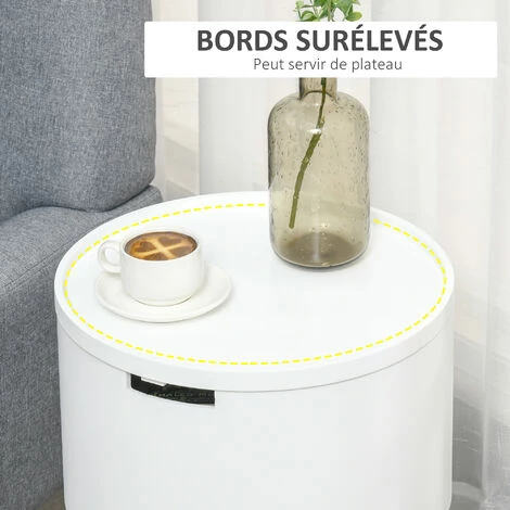 HOMCOM Table Basse D'appoint Avec Compartiment De Rangement - Bout De Canapé Design Scandinave - MDF Bois De Pin - Blanc - Blanc 6 HOMCOM Table Basse D'appoint Avec Compartiment De Rangement - Bout De Canapé Design Scandinave - MDF Bois De Pin - Blanc - Blanc – Image 4