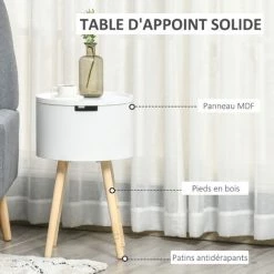 HOMCOM Table Basse D'appoint Avec Compartiment De Rangement - Bout De Canapé Design Scandinave - MDF Bois De Pin - Blanc - Blanc 11 HOMCOM Table Basse D'appoint Avec Compartiment De Rangement - Bout De Canapé Design Scandinave - MDF Bois De Pin - Blanc - Blanc -France HOMCOM Soldes 2022 45847759 5