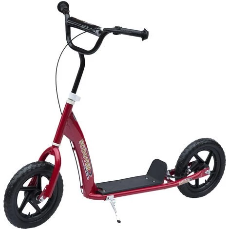 HOMCOM Trottinette Patinette Pneus 30 Cm Hauteur Guidon Réglable Poignée Frein Et Béquille Acier Rouge 3 HOMCOM Trottinette Patinette Pneus 30 Cm Hauteur Guidon Réglable Poignée Frein Et Béquille Acier Rouge