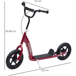 HOMCOM Trottinette Patinette Pneus 30 Cm Hauteur Guidon Réglable Poignée Frein Et Béquille Acier Rouge 9 HOMCOM Trottinette Patinette Pneus 30 Cm Hauteur Guidon Réglable Poignée Frein Et Béquille Acier Rouge -France HOMCOM Soldes 2022 45976446 3